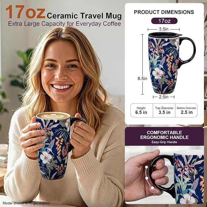 Topadorn 17oz Ceramic Travel Mug - Image 2