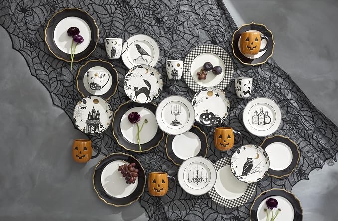 Lenox Dinnerware Set, Gingham Black Dinner Plates, Service - Image 5