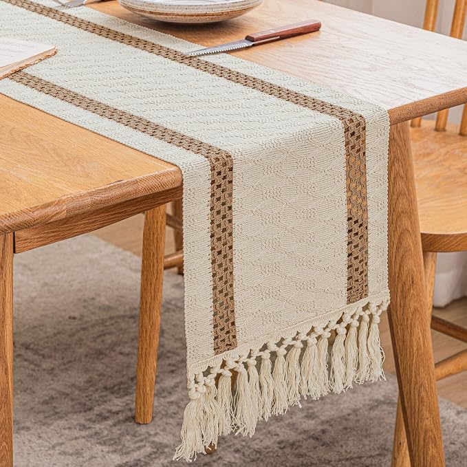Cotton Farmhouse Table Runner by SIELUNO