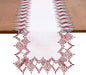 White Dark Red Linen Lace Table Runner 72 inches Dresser Scarf | White Sheer by Raedan