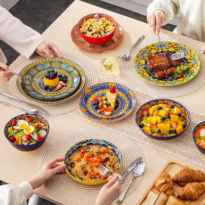 vancasso 24 Pieces Plates and Bowls Set, Bohemian Style Dinnerware Sets Service - Image 6