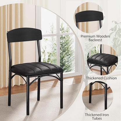 Round Dining Table Set for 4, Kitchen Table and Chairs for 4, Circle Table Round Pedestal Dining Room Dinner Dinette Table Set,5 Piece Space Saving Wood Kitchen & Dining Room Tables (Black, 42In)