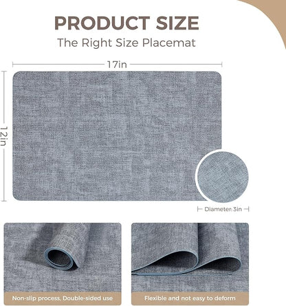 NCUE Vinyl Placemats Set of 12, Heat Resistant, Nonslip Faux Leather Waterproof - Image 4