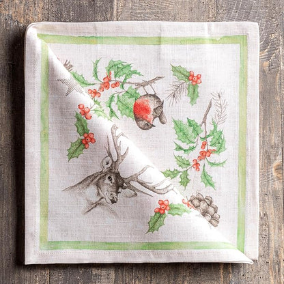 Maison d' Hermine Cloth Napkins Set of 4 100% Cotton for Thanksgiving Christmas Decorations Everyday Reusable Square Fall Napkins Cloth Washable Dinner Party (Christmas Dew, 20"x20")
