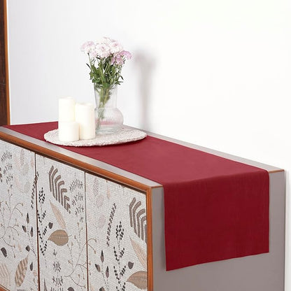 D'Moksha Homes Linen Red Table Runner 48 Inches - 100% Pure Linen Table Runner 14 x 48 Inch for Coffee Tables, Dresser, Valentines, Spring - Machine Washable