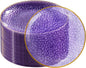DaYammi 100 Pcs Purple Gold Plastic Plates - 10 inch Clear Purple Gold Dinner Plates - Hammer Pattern Design - Fancy Disposable Plate - Heavy Duty Party Plate Ideal for Wedding