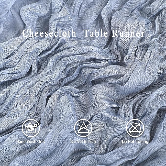 8 Pack Dusty Blue Cheesecloth Table Runner 17x108 inch Boho Gauze Cheese Cloth - Image 3