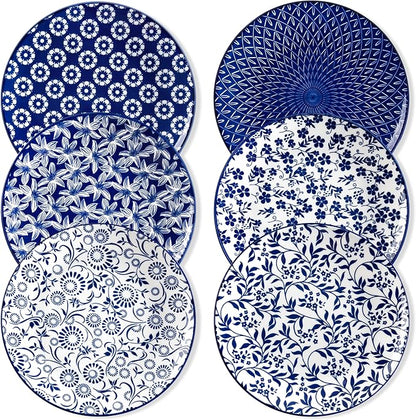 vancasso 10.25" Blue Dinner Plates Set of 6, Porcelain Vintage | Microwave by vancasso