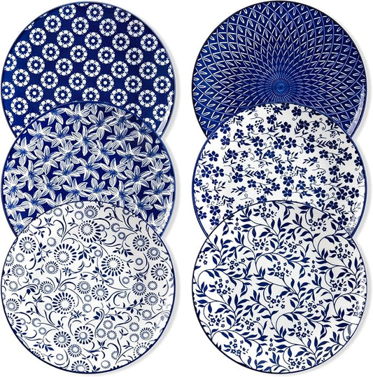 vancasso 10.25" Blue Dinner Plates Set of 6, Porcelain Vintage | Microwave by vancasso