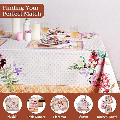 Maison d' Hermine Premium Table Cloth Square Table 100% Combed Cotton 70 x 70 Inches Tablecloth Reusable Decorative for Dining Room, Farmhouse, Home, Party, Festive & Wedding - Summer Joy