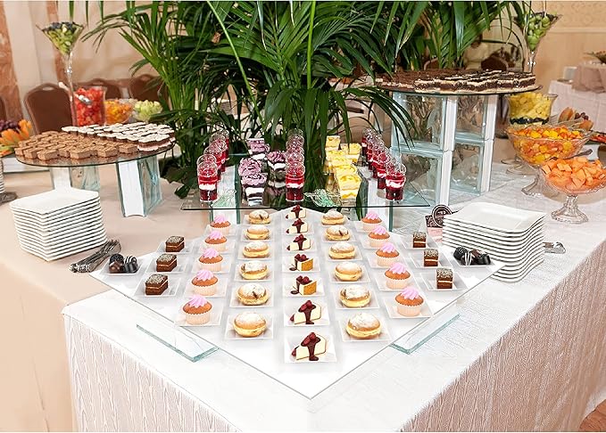Exquisite Mini Disposable Appetizer Plates - 1200 Pack 2.95" x 2.95" White Plastic Dessert Plates - Elegant Design for Weddings, Birthdays, and Formal Parties - Stackable and Convenient - BPA Free