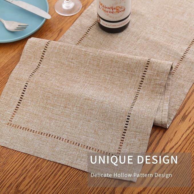Tosewever Decorative Linen Table Runner Farmhouse Style Tabletop Collection 14 - Image 5