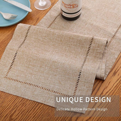 Tosewever Decorative Linen Table Runner Farmhouse Style Tabletop Collection 14 - Image 3