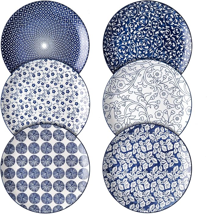 Selamica 8 inch Porcelain Dinner Plates, Large Size Serving Plate by Selamica