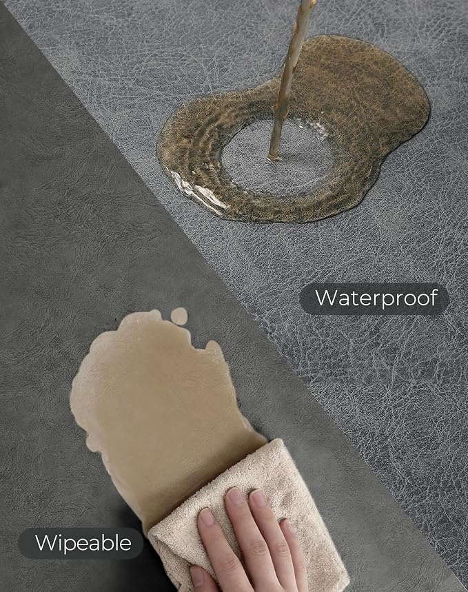 Leetaltree Reversible Faux Leather Placemats and Coasters Set of 16, 12x17 Inch - Image 6
