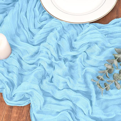 Pesonlook Cheesecloth Table Runner Light Blue, 10 Pack 17.7x108 inch, Long | - Image 9