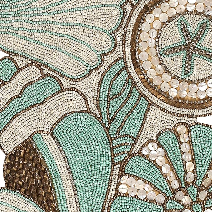 Beaded Table Runner 13x36 Coastal Sea Shell Premium Glass Beads & Polyester - Image 6