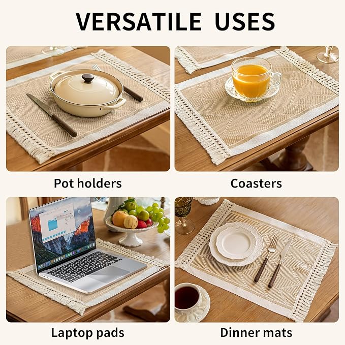 Coffee Geometric Linen Table Runner - Image 6