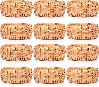ALPHA Living HOME Natural Rattan Napkin Rings Set of 12 by ALPHALivingHOME