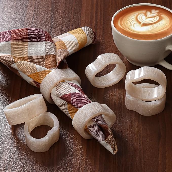 White Resin Napkin Rings, 2x2.25x0.75 in each, handcrafted resin, dining & - Image 8