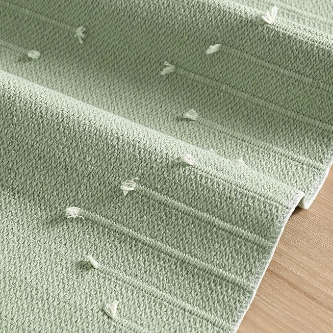 Artoid Mode Sage Green Farmhouse Rustic Cotton Woven Table Runner, Seasonal - Image 7