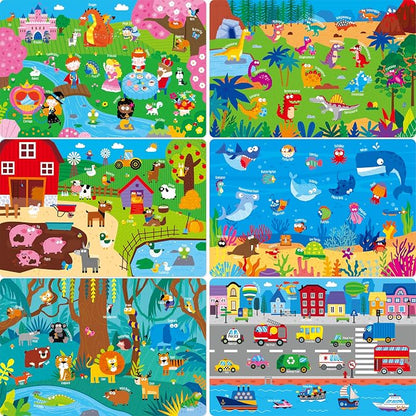 6 Pack Placemats for Kids, Non-Slip Washable Dining Mats, Reusable Jungle by SpriteGru