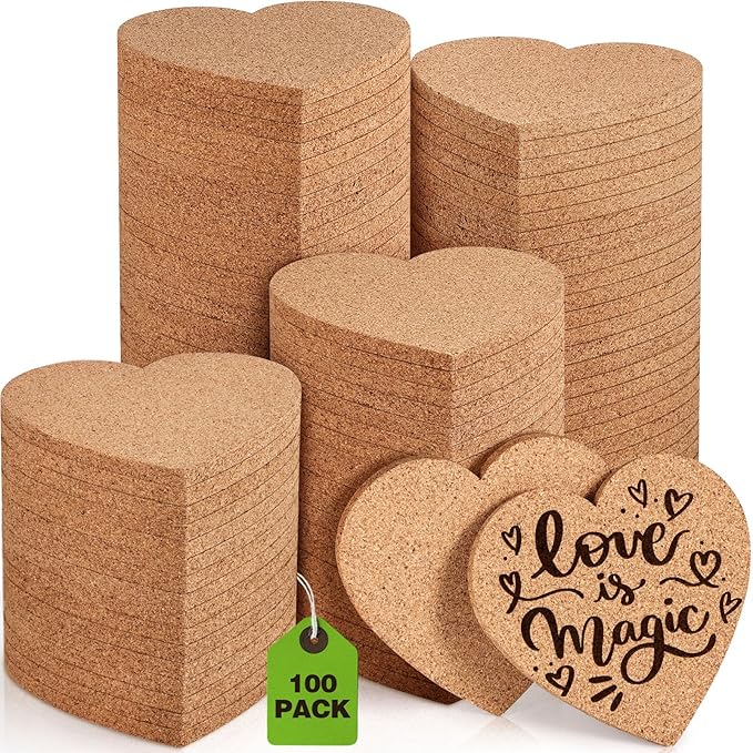 100 PCS Cork Coasters for Laser Engraving, Thick Absorbent Blank Coasters | 4 by GOHDODD