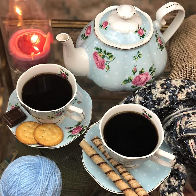 BTaT- Floral Tea Sets for Adults, Service for 4, Pot & Cups - Image 7