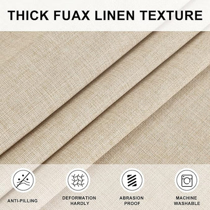 Hiasan Round Linen Tablecloth 108 Inch - Wrinkle and Stain Resistant Washable Polyester Fabric Table Cloth for Dining Room Kitchen Party, Beige