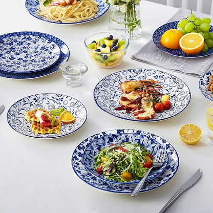 vancasso 8.25" Blue Salad Plates Set of 6, Porcelain Dessert | Microwave - Image 8