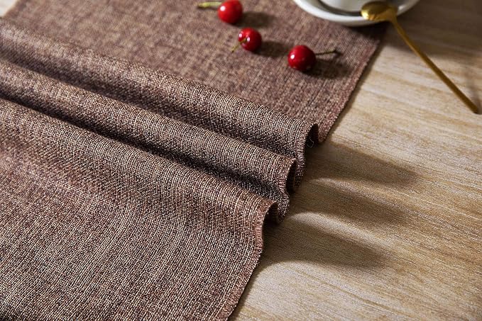 Brown Table Runners 48 Inches Long, Burlap Linen Style Rustic Farmhouse Table - Image 5