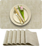 More Décor Faux Leather Placemats Set of 6 for Dining Table – Waterproof, Wipeable, Washable, Stain & Heat Resistant, Non-Slip Table Mats – 12 X 17 Inch, Beige