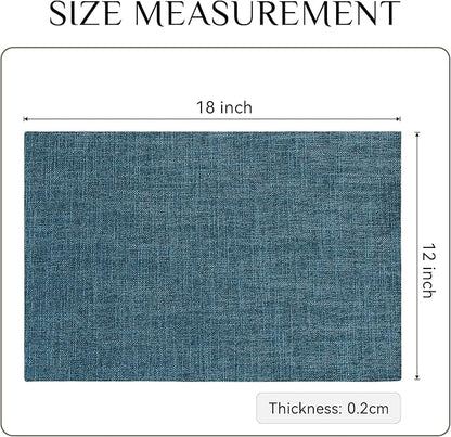 Softalker Faux Linen Placemats Set of 8-12 x 18 Inch, Heat Resistant Double Layered Durable Burlap Farmhouse Place Mats, Non-Slip Washable Rustic Table Mats for Dining, Kitchen, Party（Teal