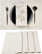 D'Moksha Homes Linen Placemats 14 x 19 Inch - Light Natural Placemats Set of 4-100% Pure Linen Table Place Mats for Valentines, Spring, Easter - Handcrafted and Machine Washable
