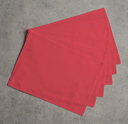 Calicot Placemats Set of 6 100% Cotton Washable Cloth Place Mats, Reusable Table Mats for Spring/Summer & Thanksgiving Christmas Decorations Kitchen Dining Party Wedding (Tomato Red, 13" x 19")