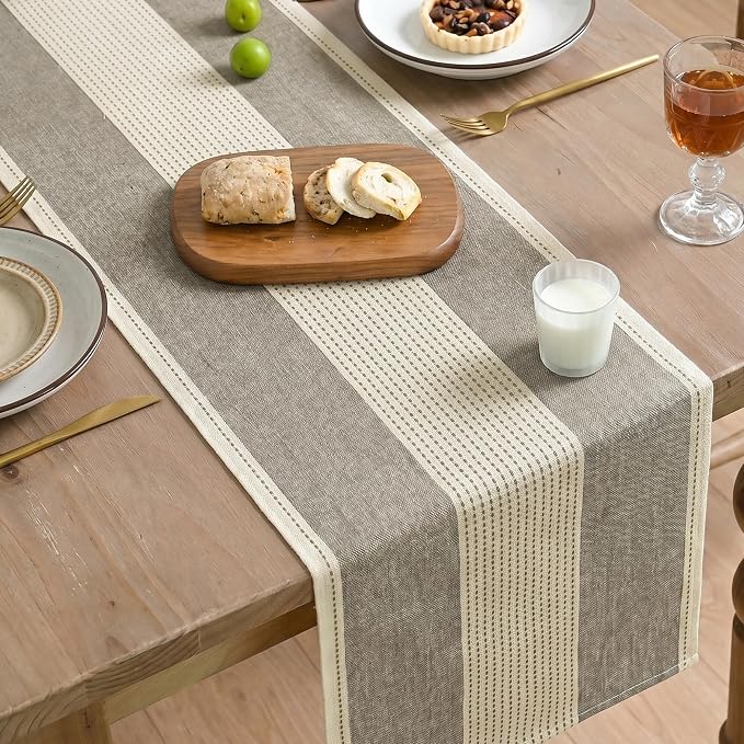 Artoid Mode Brown Farmhouse Rustic Table Runner, Seasonal Fall Macrame Fabric - Image 2