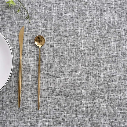 maxmill Flaxy Faux Linen Table Cloth with 2-Tone Slubby Texture Wrinkle Resistant Anti-Shrink Soft Tablecloth for Kitchen Dining Tabletop for Banquet Parties Rectangle 60 x 140 Inch Light Grey