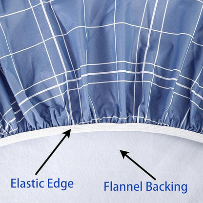 Walrus Round Vinyl Fitted Tablecloth with Flannel Backing Elastic Edge Design Table Cover Waterproof Oil-Proof PVC Table Cloth Stain-Resistant Best for 45"-56" Round