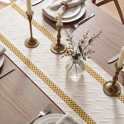 Artoid Mode Yellow Stripe Woven Rustic Table Runner 12x72 Inch | Holiday - Image 4