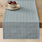 Artisanal Grid Linen Table Runner, 13x36 Inches Chambray | Heavy Textured by ZEEMARTONLINE