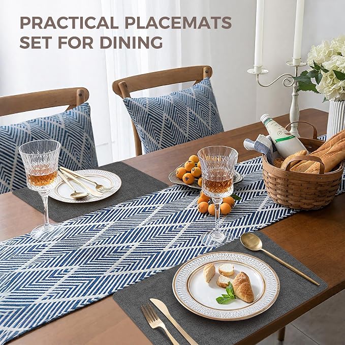 NCUE Vinyl Placemats Set of 6, Heat Resistant, Nonslip Faux Leather Waterproof - Image 5