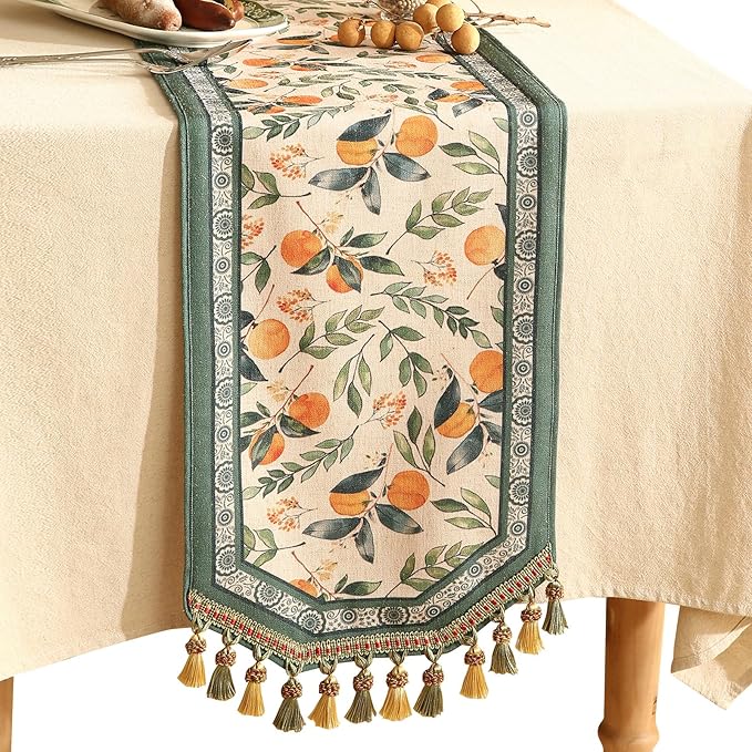 Patdrea Designer Vintage French Linen Table Runner, Thanksgiving Dining Table by patdrea