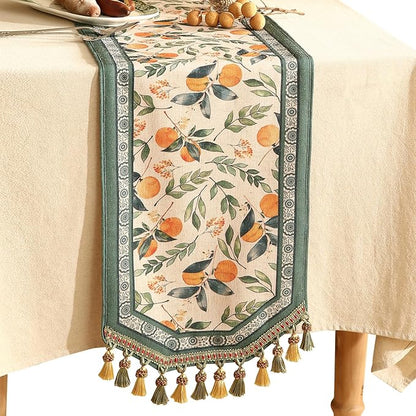 Patdrea Designer Vintage French Linen Table Runner, Thanksgiving Dining Table by patdrea