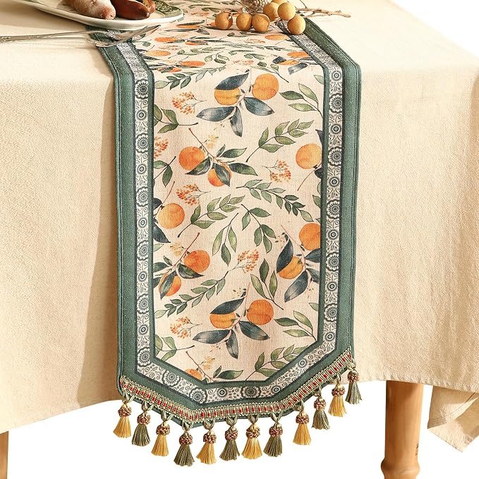 Patdrea Designer Vintage French Linen Table Runner, Thanksgiving Dining Table by patdrea