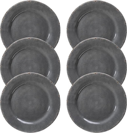 Farmhouse Melamine Dinner Plates Set of 6,Break and Chip Resistant Kitchen Plates, BPA Free 6pcs Dinner Dishes Set, 11 Inch Lightweight larger Melamine Salad Plates for Everyday Use, Gray…