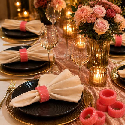 Pink Resin Napkin Rings, smooth moisture-resistant finish, 2.25x2.25x1 in. - Image 7