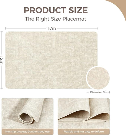 NCUE Vinyl Placemats Set of 6, Heat Resistant, Nonslip Faux Leather Waterproof - Image 4