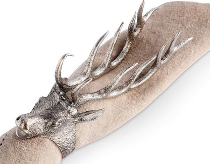 Vagabond House Handcrafted Elk Head Napkin Ring - Pewter Napkin Rings for Antler Dinnerware, Deer Napkin Rings - Ideal for Cabin Lodge Mountain Settings (Sold as Single Ring)
