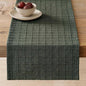 Artisanal Grid Linen Table Runner, 13x72 Inches Army Green | Heavy Textured by ZEEMARTONLINE