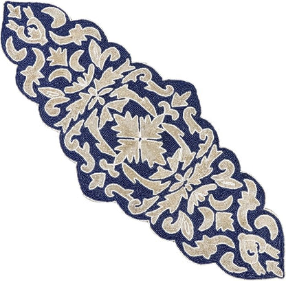 Beaded Table Runner, 36x13 | Glass beads on polyester satin backing, 36x13 in by CLEENTABLE